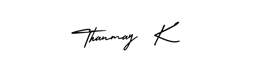 Use a signature maker to create a handwritten signature online. With this signature software, you can design (AmerikaSignatureDemo-Regular) your own signature for name Thanmay  K. Thanmay  K signature style 3 images and pictures png
