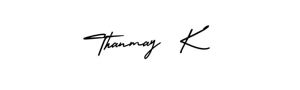 Similarly AmerikaSignatureDemo-Regular is the best handwritten signature design. Signature creator online .You can use it as an online autograph creator for name Thanmay  K. Thanmay  K signature style 3 images and pictures png