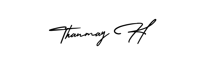 The best way (AmerikaSignatureDemo-Regular) to make a short signature is to pick only two or three words in your name. The name Thanmay H include a total of six letters. For converting this name. Thanmay H signature style 3 images and pictures png