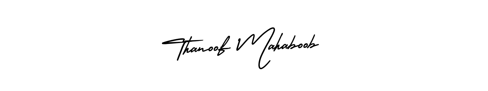 How to Draw Thanoof Mahaboob signature style? AmerikaSignatureDemo-Regular is a latest design signature styles for name Thanoof Mahaboob. Thanoof Mahaboob signature style 3 images and pictures png