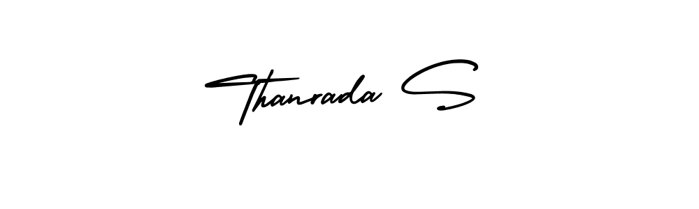 The best way (AmerikaSignatureDemo-Regular) to make a short signature is to pick only two or three words in your name. The name Thanrada S include a total of six letters. For converting this name. Thanrada S signature style 3 images and pictures png