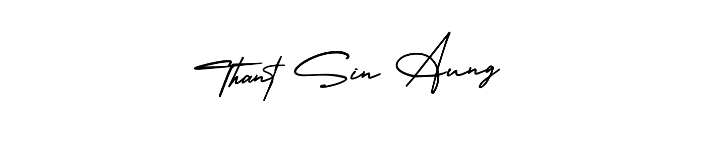 You should practise on your own different ways (AmerikaSignatureDemo-Regular) to write your name (Thant Sin Aung) in signature. don't let someone else do it for you. Thant Sin Aung signature style 3 images and pictures png