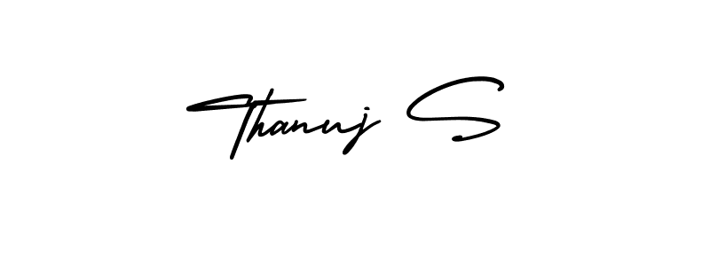 How to Draw Thanuj S signature style? AmerikaSignatureDemo-Regular is a latest design signature styles for name Thanuj S. Thanuj S signature style 3 images and pictures png