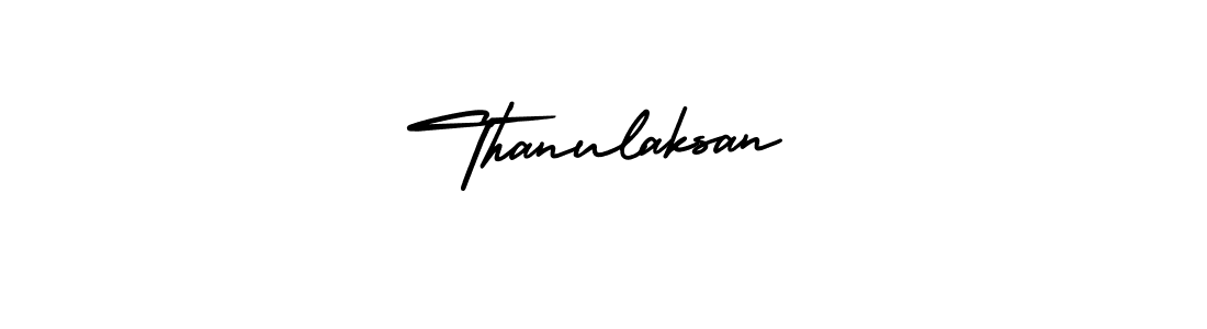 How to make Thanulaksan name signature. Use AmerikaSignatureDemo-Regular style for creating short signs online. This is the latest handwritten sign. Thanulaksan signature style 3 images and pictures png