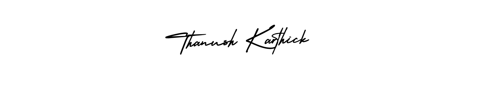 The best way (AmerikaSignatureDemo-Regular) to make a short signature is to pick only two or three words in your name. The name Thanush Karthick include a total of six letters. For converting this name. Thanush Karthick signature style 3 images and pictures png