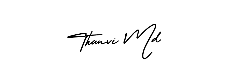 The best way (AmerikaSignatureDemo-Regular) to make a short signature is to pick only two or three words in your name. The name Thanvi Md include a total of six letters. For converting this name. Thanvi Md signature style 3 images and pictures png