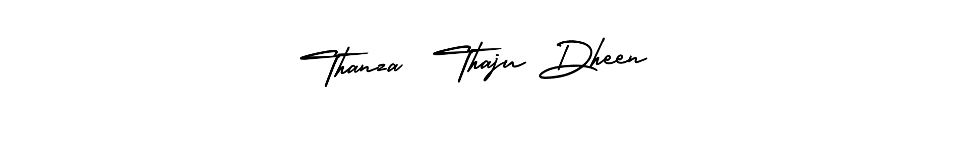 if you are searching for the best signature style for your name Thanza  Thaju Dheen. so please give up your signature search. here we have designed multiple signature styles  using AmerikaSignatureDemo-Regular. Thanza  Thaju Dheen signature style 3 images and pictures png