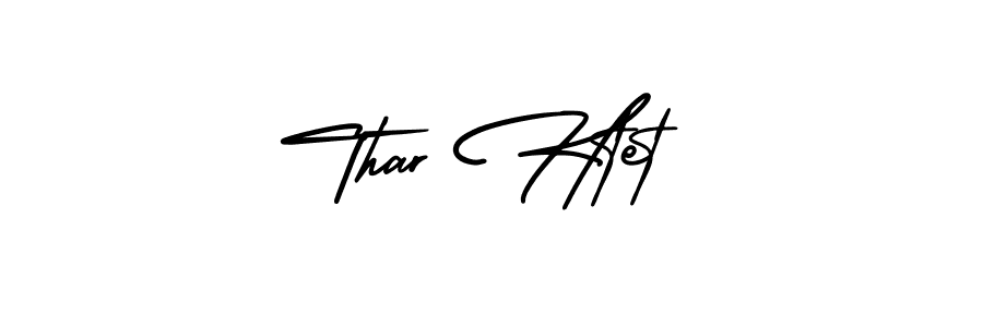 You should practise on your own different ways (AmerikaSignatureDemo-Regular) to write your name (Thar Htet) in signature. don't let someone else do it for you. Thar Htet signature style 3 images and pictures png