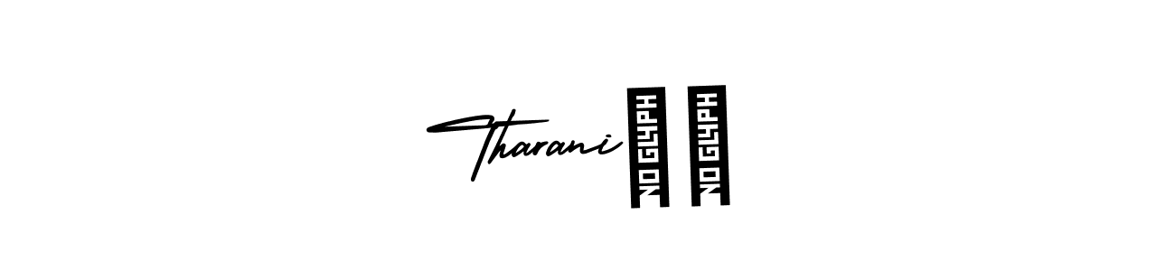 You should practise on your own different ways (AmerikaSignatureDemo-Regular) to write your name (Tharani❤️) in signature. don't let someone else do it for you. Tharani❤️ signature style 3 images and pictures png