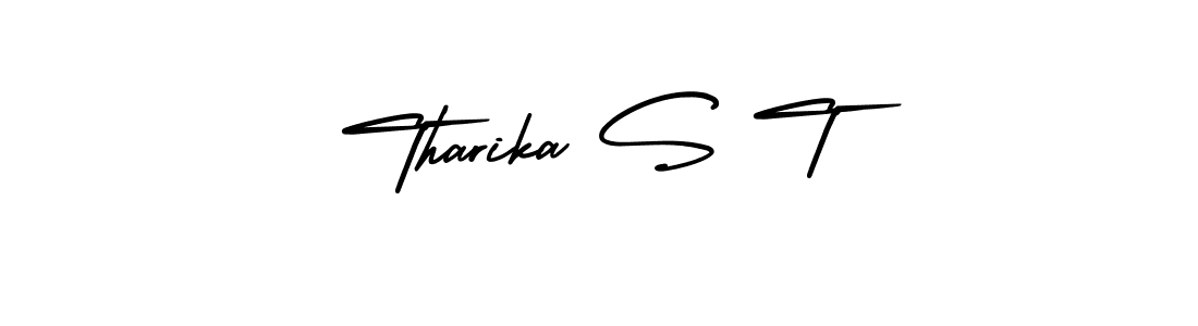 It looks lik you need a new signature style for name Tharika S T. Design unique handwritten (AmerikaSignatureDemo-Regular) signature with our free signature maker in just a few clicks. Tharika S T signature style 3 images and pictures png