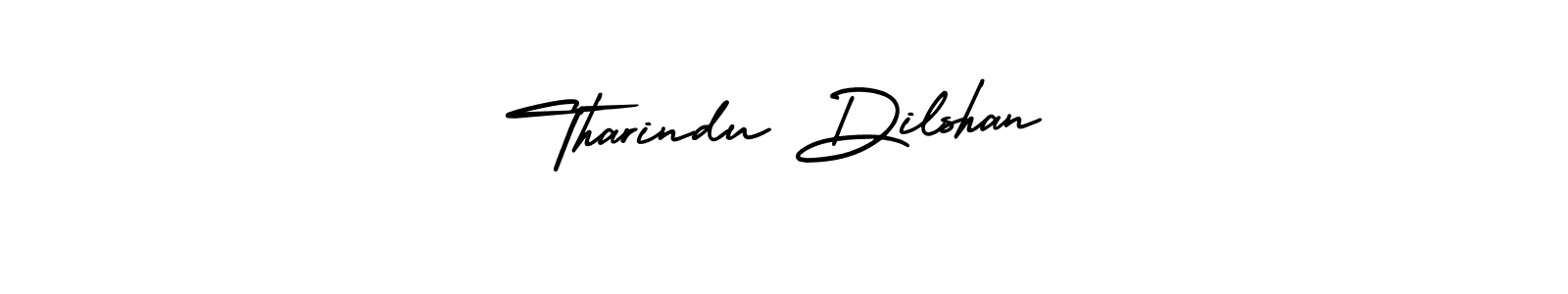 You should practise on your own different ways (AmerikaSignatureDemo-Regular) to write your name (Tharindu Dilshan) in signature. don't let someone else do it for you. Tharindu Dilshan signature style 3 images and pictures png