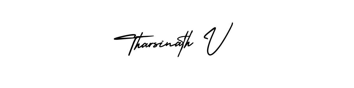 Make a beautiful signature design for name Tharsinath V. With this signature (AmerikaSignatureDemo-Regular) style, you can create a handwritten signature for free. Tharsinath V signature style 3 images and pictures png