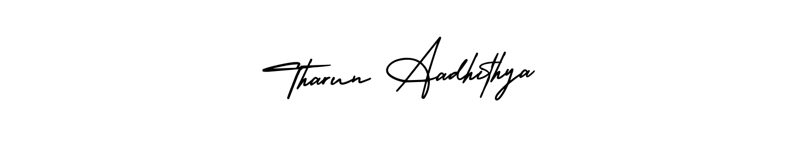 How to Draw Tharun Aadhithya signature style? AmerikaSignatureDemo-Regular is a latest design signature styles for name Tharun Aadhithya. Tharun Aadhithya signature style 3 images and pictures png