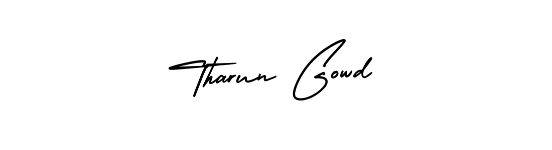 The best way (AmerikaSignatureDemo-Regular) to make a short signature is to pick only two or three words in your name. The name Tharun Gowd include a total of six letters. For converting this name. Tharun Gowd signature style 3 images and pictures png