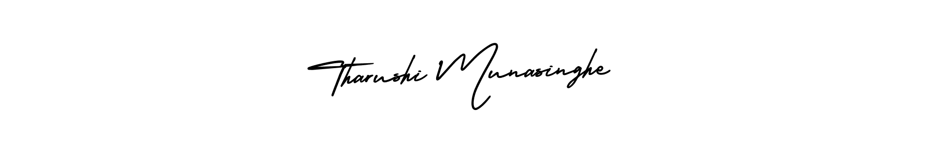 if you are searching for the best signature style for your name Tharushi Munasinghe. so please give up your signature search. here we have designed multiple signature styles  using AmerikaSignatureDemo-Regular. Tharushi Munasinghe signature style 3 images and pictures png