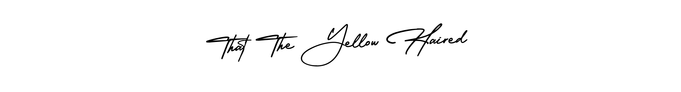 You should practise on your own different ways (AmerikaSignatureDemo-Regular) to write your name (That The Yellow Haired) in signature. don't let someone else do it for you. That The Yellow Haired signature style 3 images and pictures png