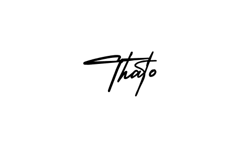 How to make Thato signature? AmerikaSignatureDemo-Regular is a professional autograph style. Create handwritten signature for Thato name. Thato signature style 3 images and pictures png
