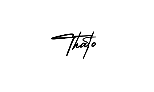 Use a signature maker to create a handwritten signature online. With this signature software, you can design (AmerikaSignatureDemo-Regular) your own signature for name Thato. Thato signature style 3 images and pictures png