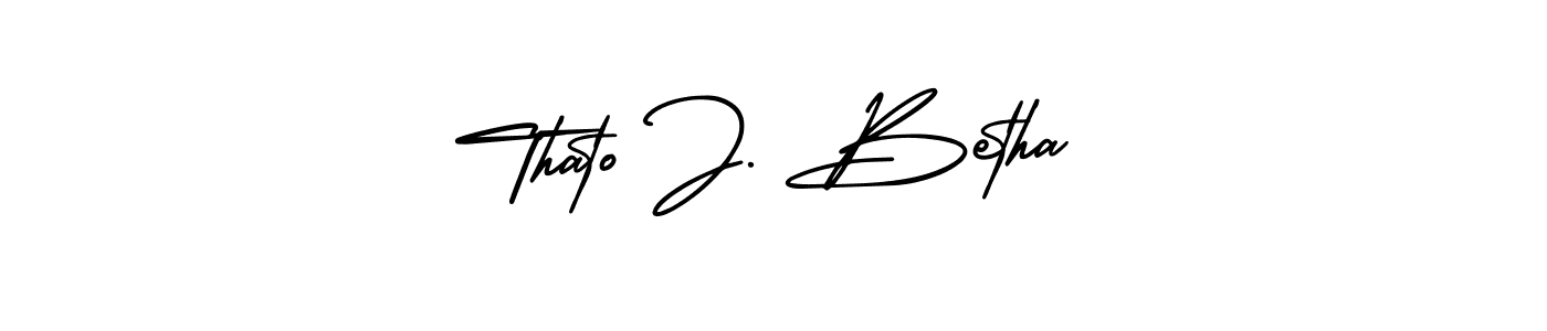 Use a signature maker to create a handwritten signature online. With this signature software, you can design (AmerikaSignatureDemo-Regular) your own signature for name Thato J. Betha. Thato J. Betha signature style 3 images and pictures png