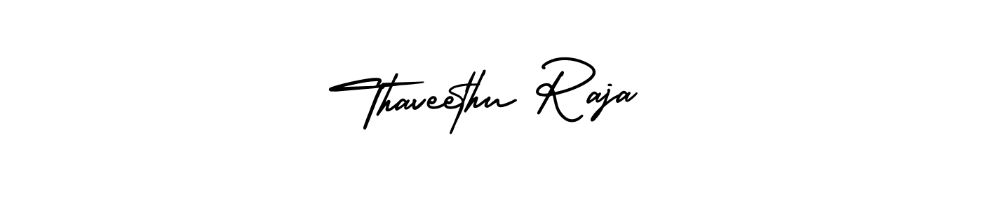 You should practise on your own different ways (AmerikaSignatureDemo-Regular) to write your name (Thaveethu Raja) in signature. don't let someone else do it for you. Thaveethu Raja signature style 3 images and pictures png
