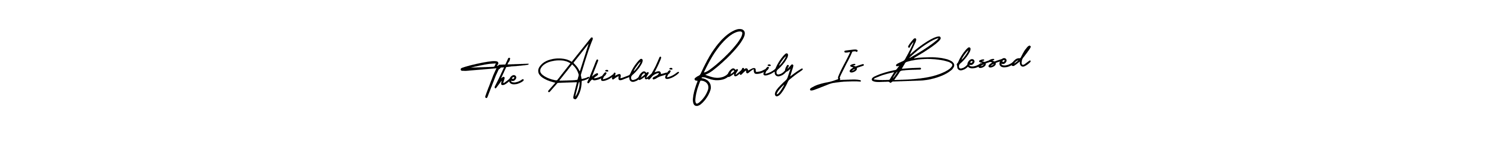 Also You can easily find your signature by using the search form. We will create The Akinlabi Family Is Blessed name handwritten signature images for you free of cost using AmerikaSignatureDemo-Regular sign style. The Akinlabi Family Is Blessed signature style 3 images and pictures png