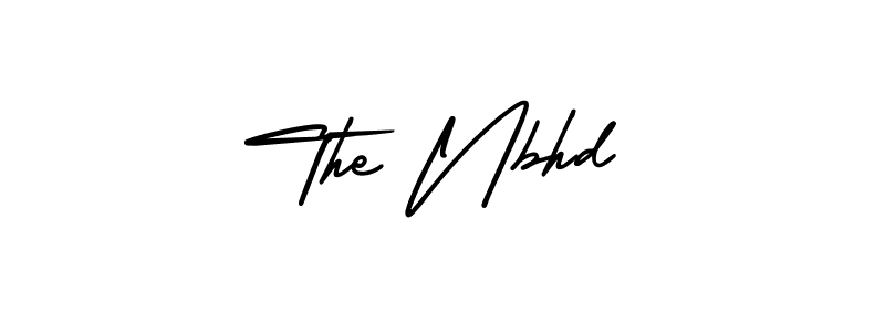 You should practise on your own different ways (AmerikaSignatureDemo-Regular) to write your name (The Nbhd) in signature. don't let someone else do it for you. The Nbhd signature style 3 images and pictures png