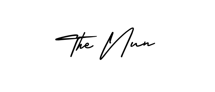 You should practise on your own different ways (AmerikaSignatureDemo-Regular) to write your name (The Nun) in signature. don't let someone else do it for you. The Nun signature style 3 images and pictures png