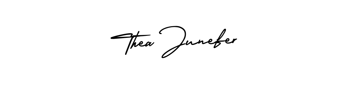 It looks lik you need a new signature style for name Thea Junefer. Design unique handwritten (AmerikaSignatureDemo-Regular) signature with our free signature maker in just a few clicks. Thea Junefer signature style 3 images and pictures png