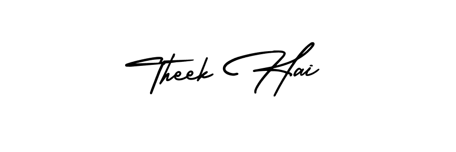 Theek Hai stylish signature style. Best Handwritten Sign (AmerikaSignatureDemo-Regular) for my name. Handwritten Signature Collection Ideas for my name Theek Hai. Theek Hai signature style 3 images and pictures png