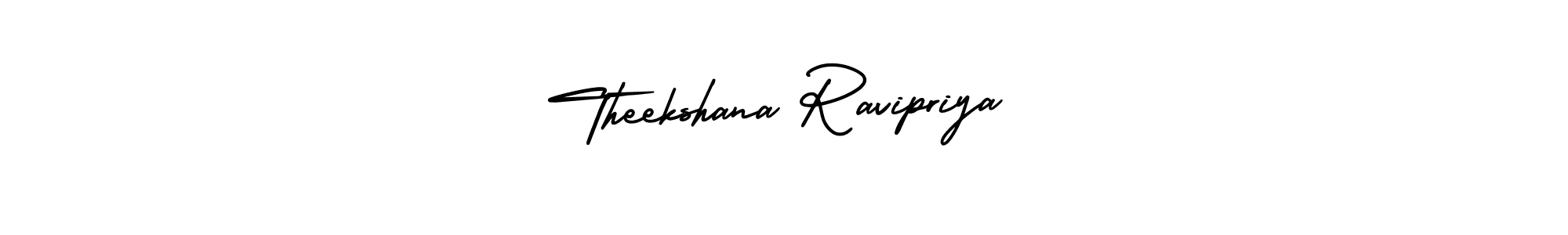 The best way (AmerikaSignatureDemo-Regular) to make a short signature is to pick only two or three words in your name. The name Theekshana Ravipriya include a total of six letters. For converting this name. Theekshana Ravipriya signature style 3 images and pictures png