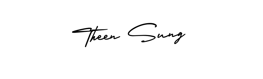 Similarly AmerikaSignatureDemo-Regular is the best handwritten signature design. Signature creator online .You can use it as an online autograph creator for name Theen Sung. Theen Sung signature style 3 images and pictures png