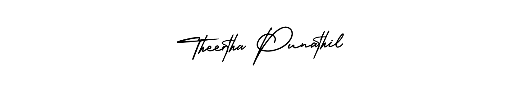 How to Draw Theertha Punathil signature style? AmerikaSignatureDemo-Regular is a latest design signature styles for name Theertha Punathil. Theertha Punathil signature style 3 images and pictures png