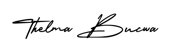 Thelma Bucwa stylish signature style. Best Handwritten Sign (AmerikaSignatureDemo-Regular) for my name. Handwritten Signature Collection Ideas for my name Thelma Bucwa. Thelma Bucwa signature style 3 images and pictures png