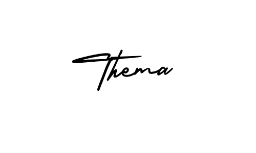 Similarly AmerikaSignatureDemo-Regular is the best handwritten signature design. Signature creator online .You can use it as an online autograph creator for name Thema. Thema signature style 3 images and pictures png