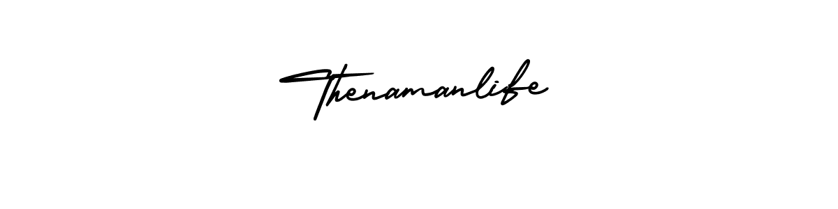 You should practise on your own different ways (AmerikaSignatureDemo-Regular) to write your name (Thenamanlife) in signature. don't let someone else do it for you. Thenamanlife signature style 3 images and pictures png
