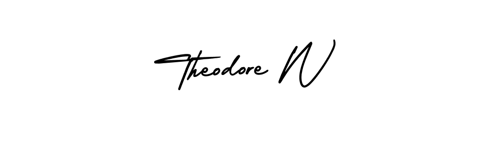 The best way (AmerikaSignatureDemo-Regular) to make a short signature is to pick only two or three words in your name. The name Theodore W include a total of six letters. For converting this name. Theodore W signature style 3 images and pictures png