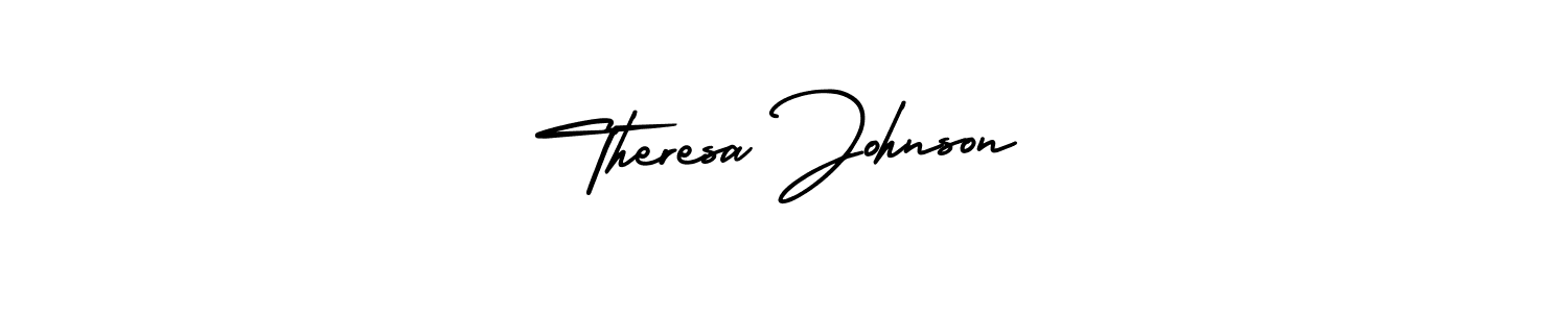 You should practise on your own different ways (AmerikaSignatureDemo-Regular) to write your name (Theresa Johnson) in signature. don't let someone else do it for you. Theresa Johnson signature style 3 images and pictures png