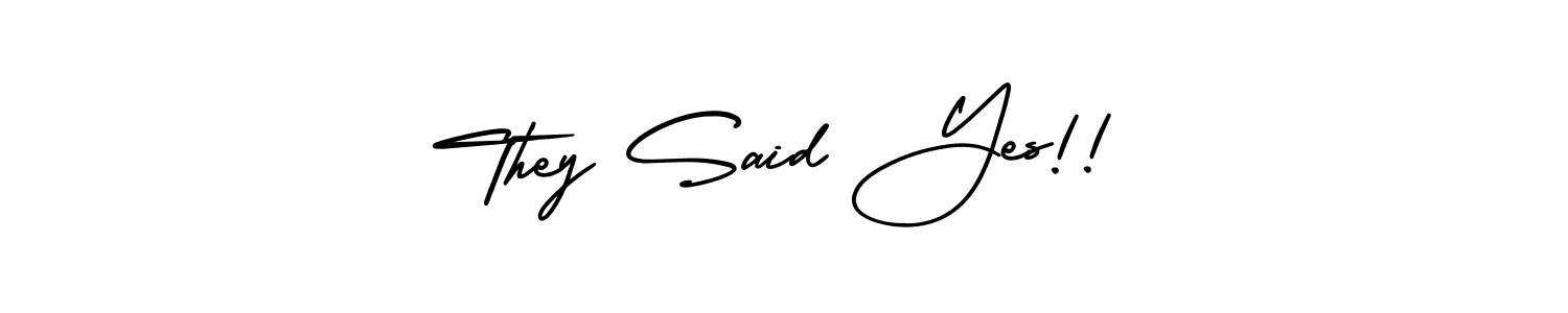 How to make They Said Yes!! name signature. Use AmerikaSignatureDemo-Regular style for creating short signs online. This is the latest handwritten sign. They Said Yes!! signature style 3 images and pictures png