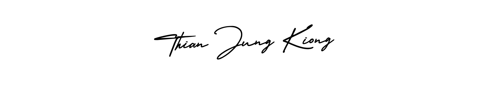 You should practise on your own different ways (AmerikaSignatureDemo-Regular) to write your name (Thian Jung Kiong) in signature. don't let someone else do it for you. Thian Jung Kiong signature style 3 images and pictures png