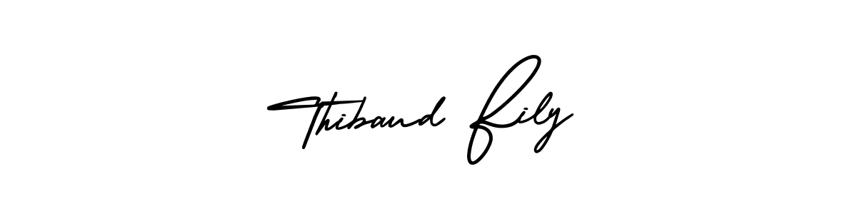 You should practise on your own different ways (AmerikaSignatureDemo-Regular) to write your name (Thibaud Fily) in signature. don't let someone else do it for you. Thibaud Fily signature style 3 images and pictures png