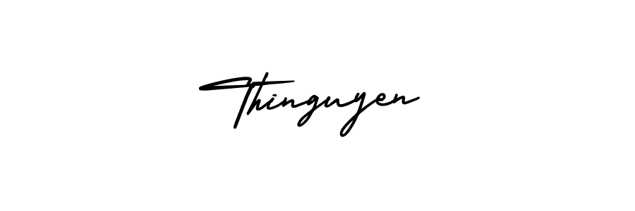 How to make Thinguyen name signature. Use AmerikaSignatureDemo-Regular style for creating short signs online. This is the latest handwritten sign. Thinguyen signature style 3 images and pictures png