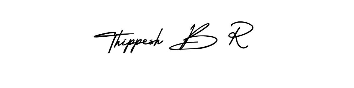 You should practise on your own different ways (AmerikaSignatureDemo-Regular) to write your name (Thippesh B R) in signature. don't let someone else do it for you. Thippesh B R signature style 3 images and pictures png