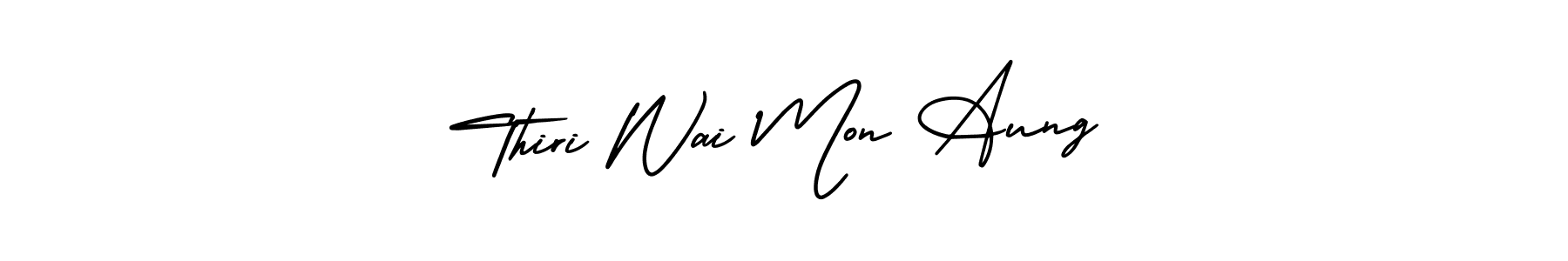 The best way (AmerikaSignatureDemo-Regular) to make a short signature is to pick only two or three words in your name. The name Thiri Wai Mon Aung include a total of six letters. For converting this name. Thiri Wai Mon Aung signature style 3 images and pictures png