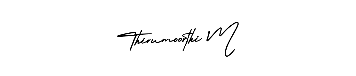 You should practise on your own different ways (AmerikaSignatureDemo-Regular) to write your name (Thirumoorthi M) in signature. don't let someone else do it for you. Thirumoorthi M signature style 3 images and pictures png