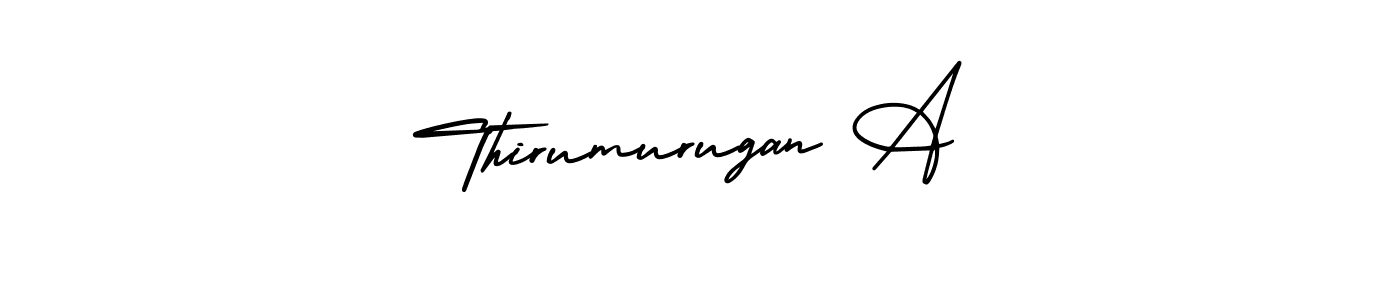 The best way (AmerikaSignatureDemo-Regular) to make a short signature is to pick only two or three words in your name. The name Thirumurugan A include a total of six letters. For converting this name. Thirumurugan A signature style 3 images and pictures png