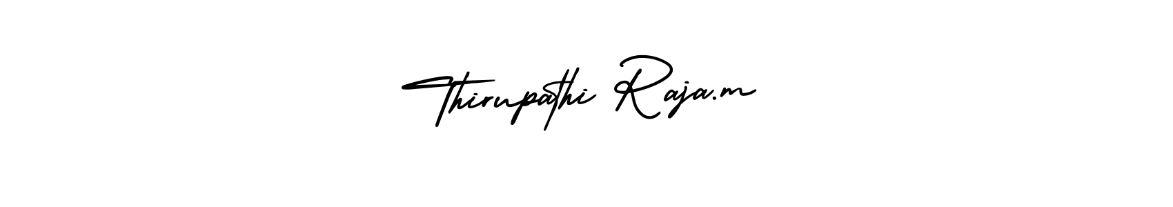 You should practise on your own different ways (AmerikaSignatureDemo-Regular) to write your name (Thirupathi Raja.m) in signature. don't let someone else do it for you. Thirupathi Raja.m signature style 3 images and pictures png