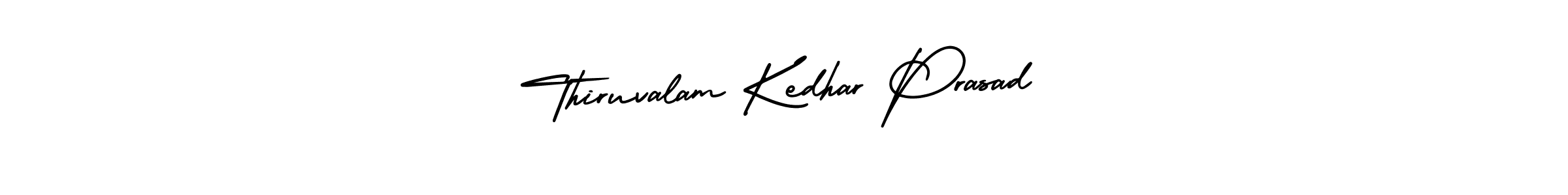 The best way (AmerikaSignatureDemo-Regular) to make a short signature is to pick only two or three words in your name. The name Thiruvalam Kedhar Prasad include a total of six letters. For converting this name. Thiruvalam Kedhar Prasad signature style 3 images and pictures png