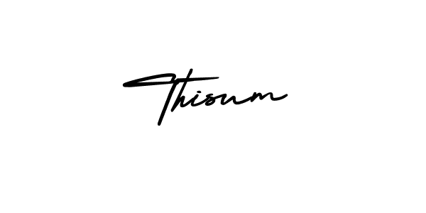 You should practise on your own different ways (AmerikaSignatureDemo-Regular) to write your name (Thisum) in signature. don't let someone else do it for you. Thisum signature style 3 images and pictures png