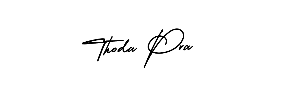 It looks lik you need a new signature style for name Thoda Pra. Design unique handwritten (AmerikaSignatureDemo-Regular) signature with our free signature maker in just a few clicks. Thoda Pra signature style 3 images and pictures png
