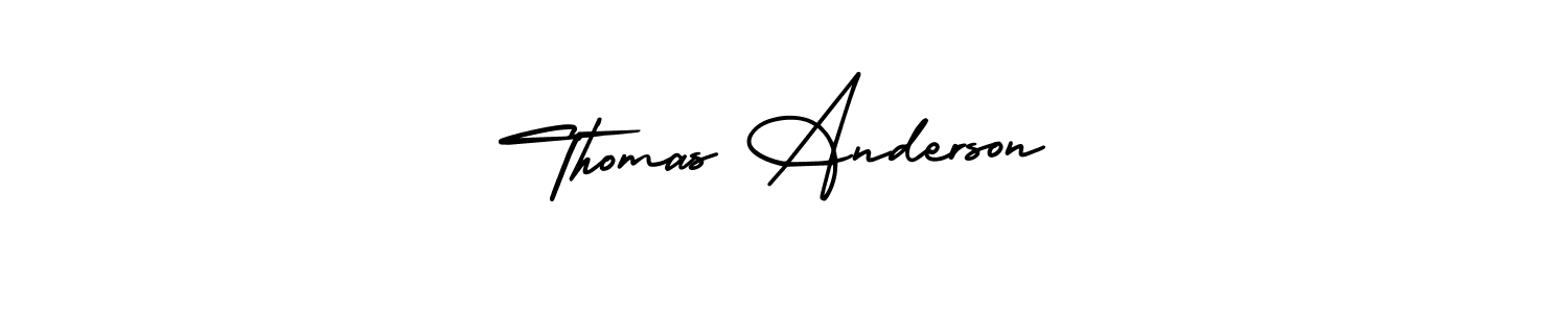 You should practise on your own different ways (AmerikaSignatureDemo-Regular) to write your name (Thomas Anderson) in signature. don't let someone else do it for you. Thomas Anderson signature style 3 images and pictures png